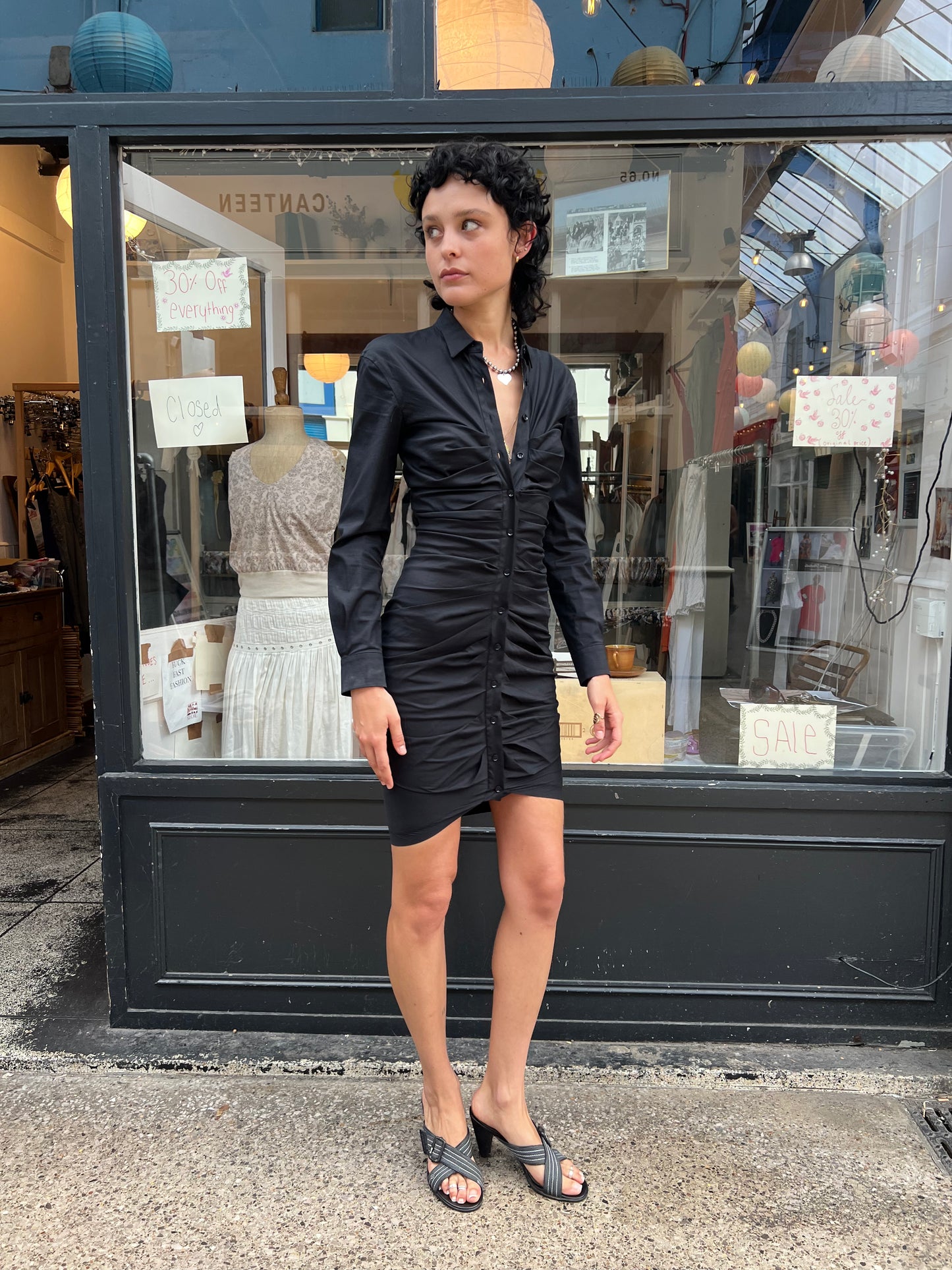 STRENESSE black button up dress with hidden zipper