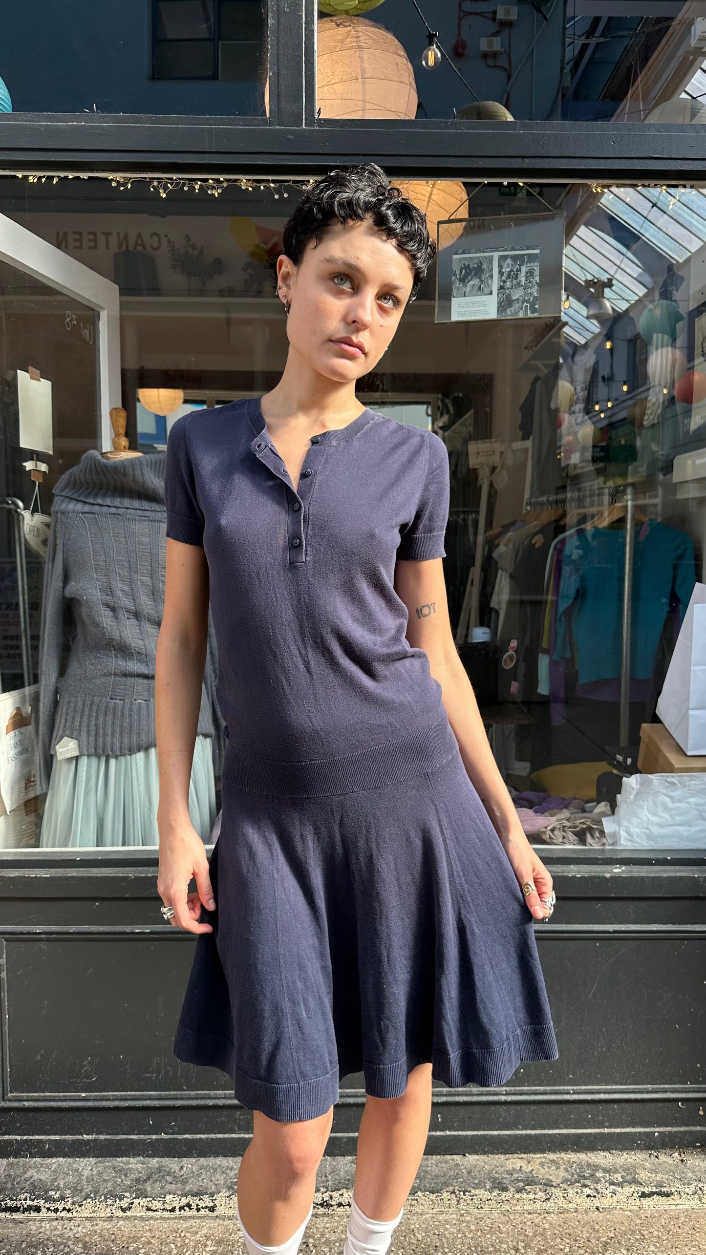 Lacoste navy drop waist dress