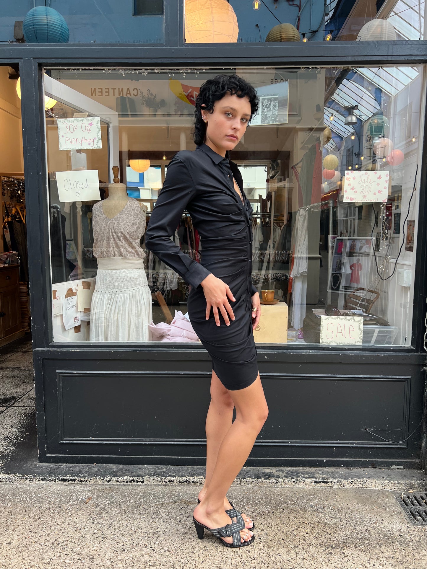 STRENESSE black button up dress with hidden zipper