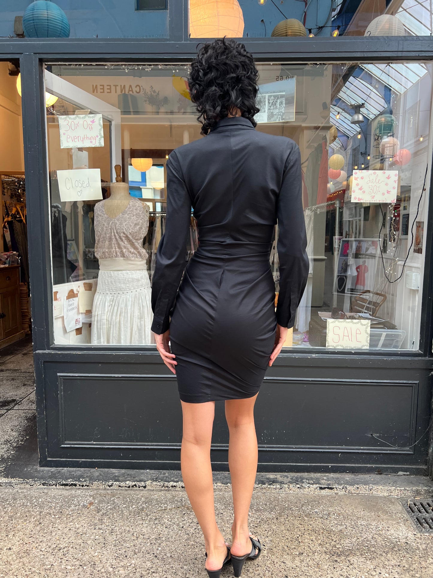 STRENESSE black button up dress with hidden zipper