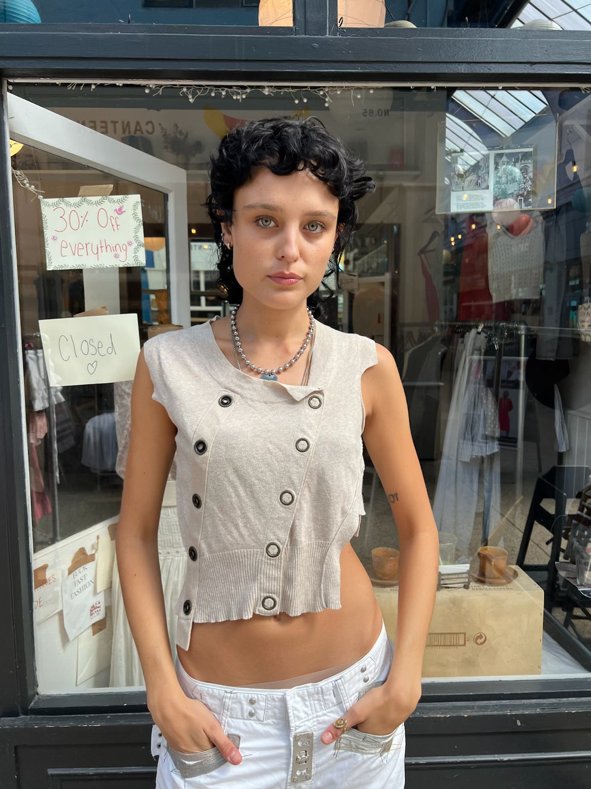 ALL SAINTS cream assymetric top