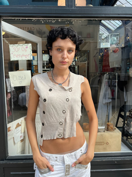 ALL SAINTS cream assymetric top
