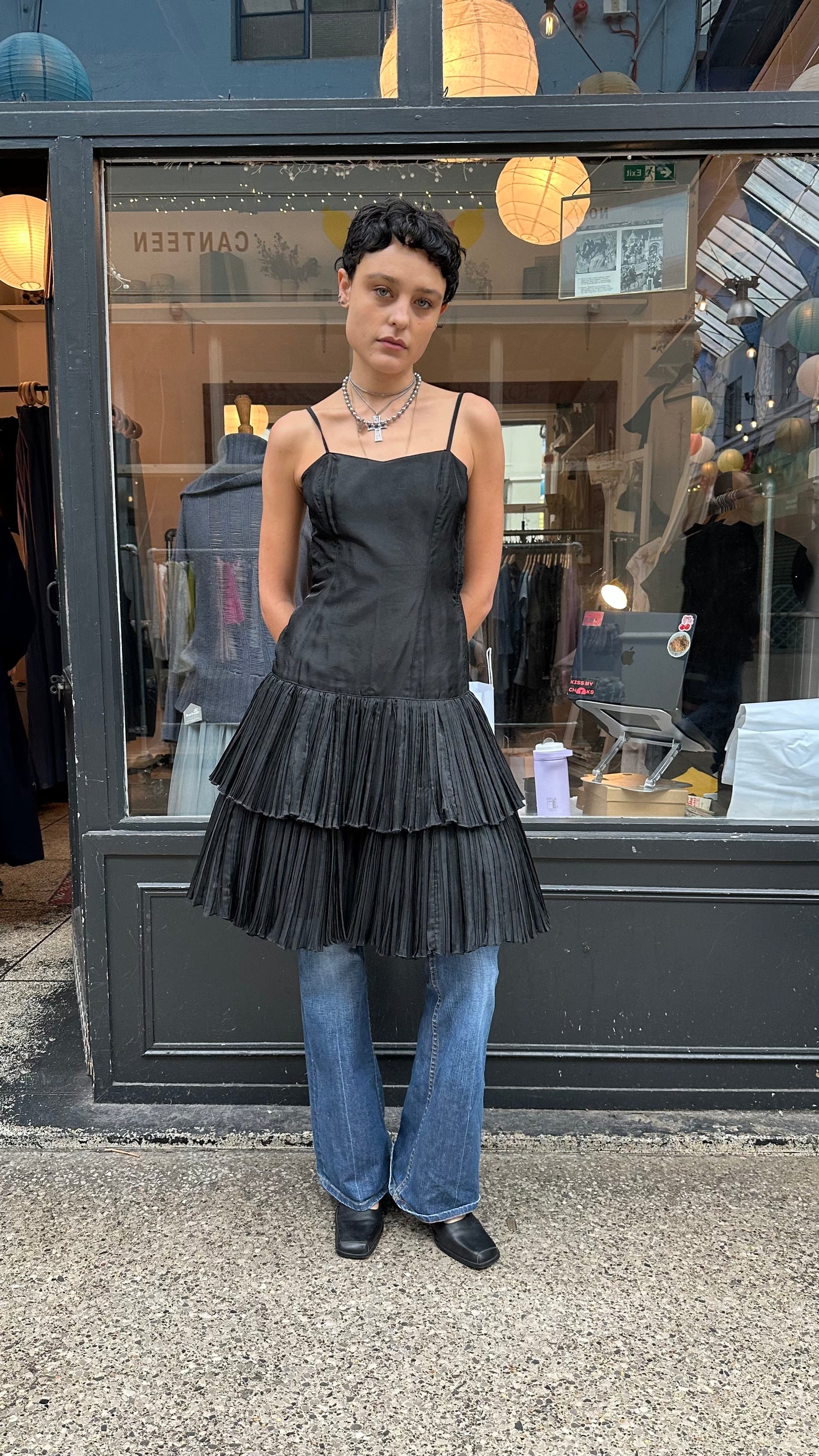 80s drop waist midi dress
