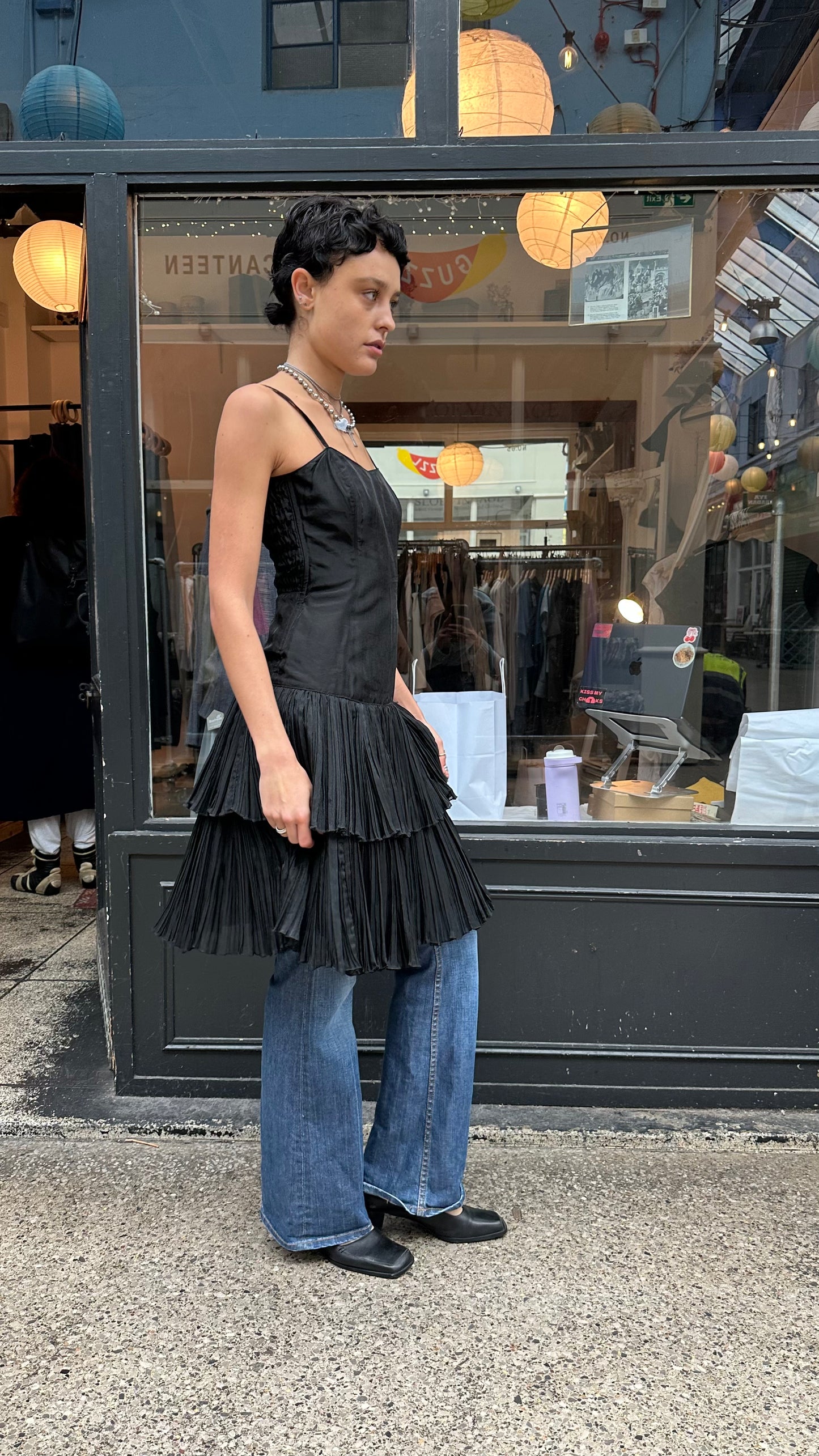 80s drop waist midi dress