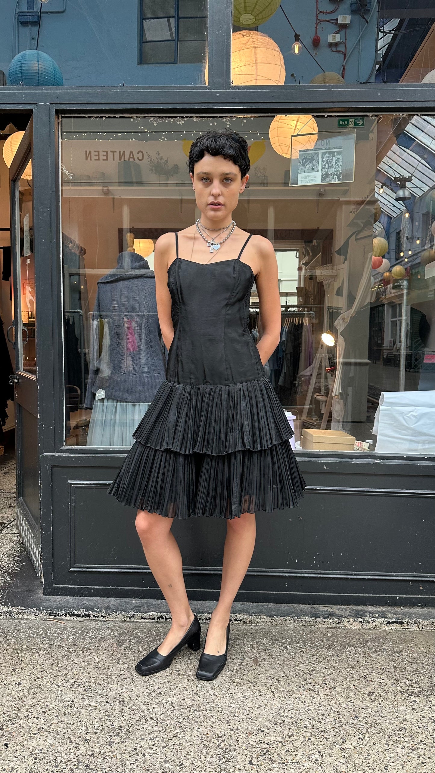 80s drop waist midi dress