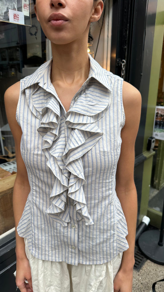 Pinstriped Ruffle Shirt