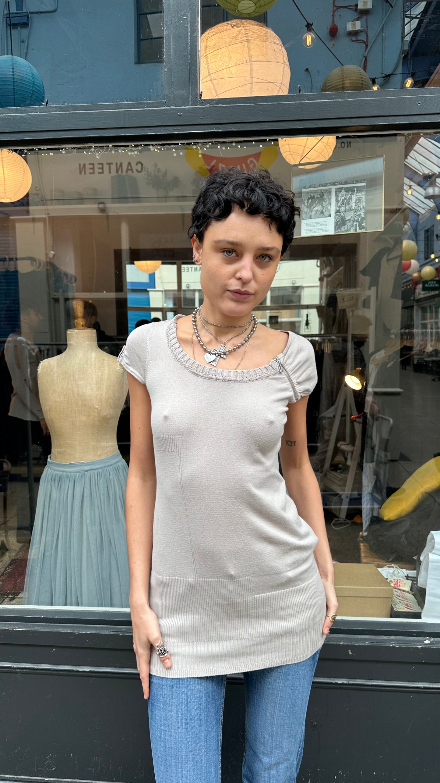 Grey mini dress with zip