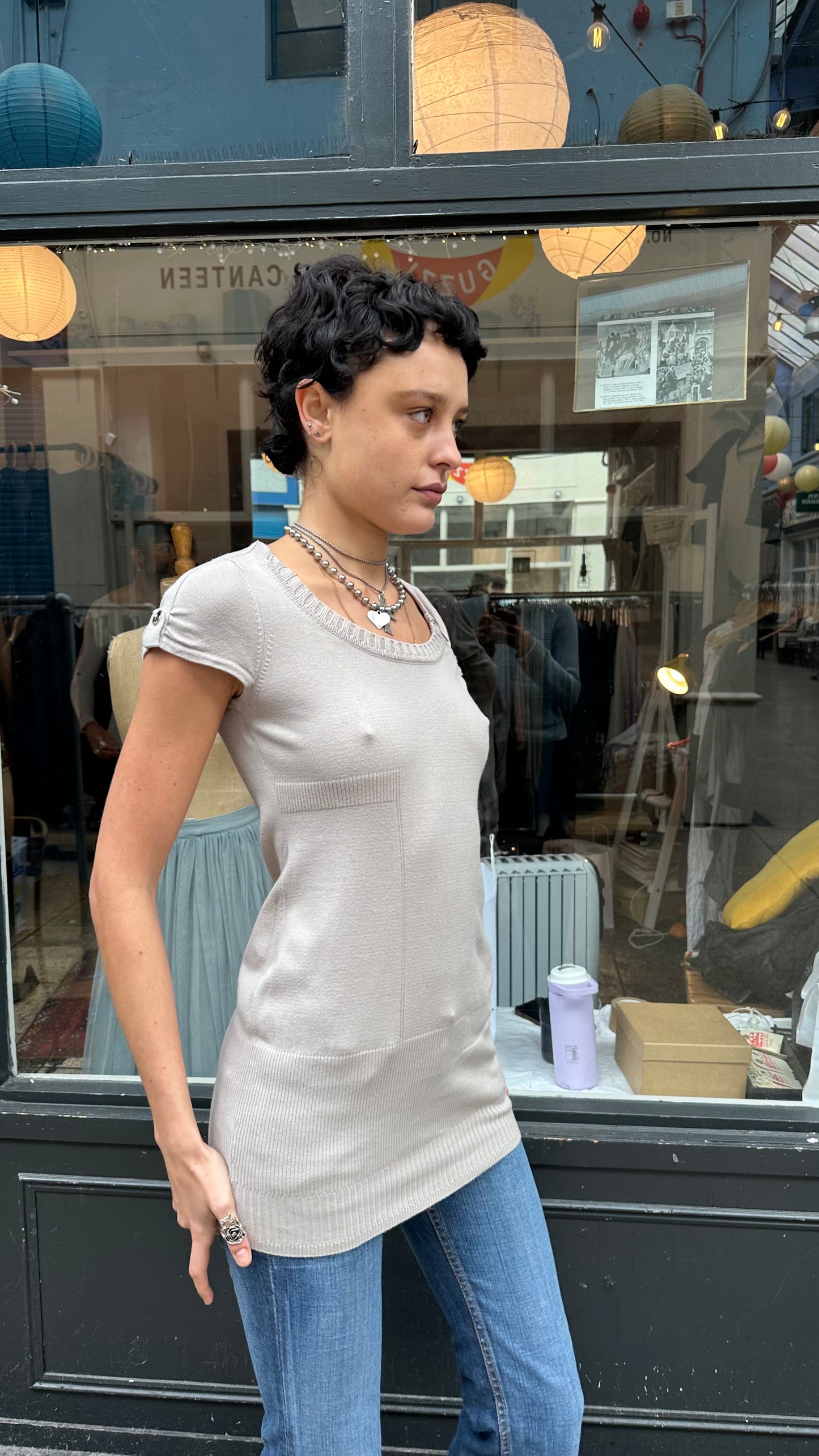 Grey mini dress with zip