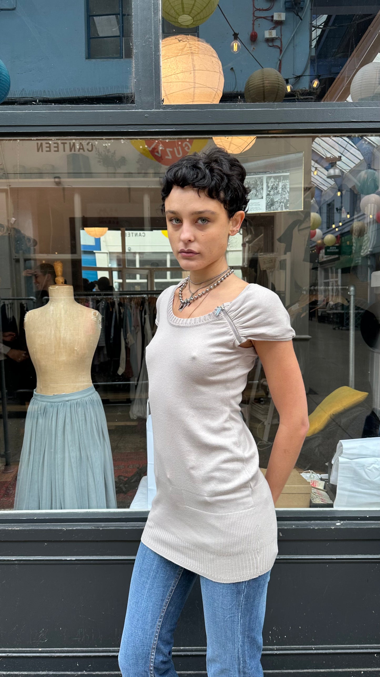 Grey mini dress with zip