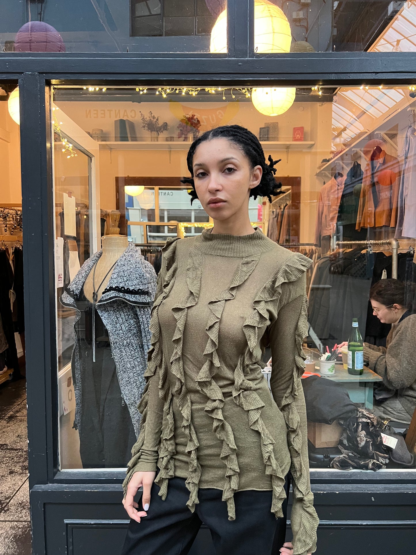 High neck textured jumper