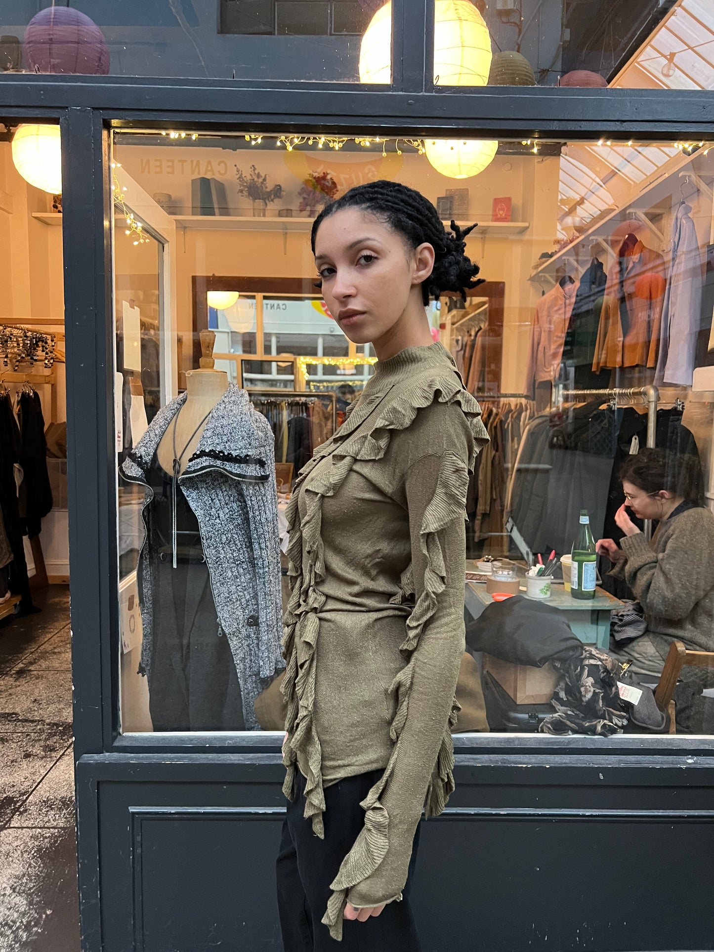 High neck textured jumper