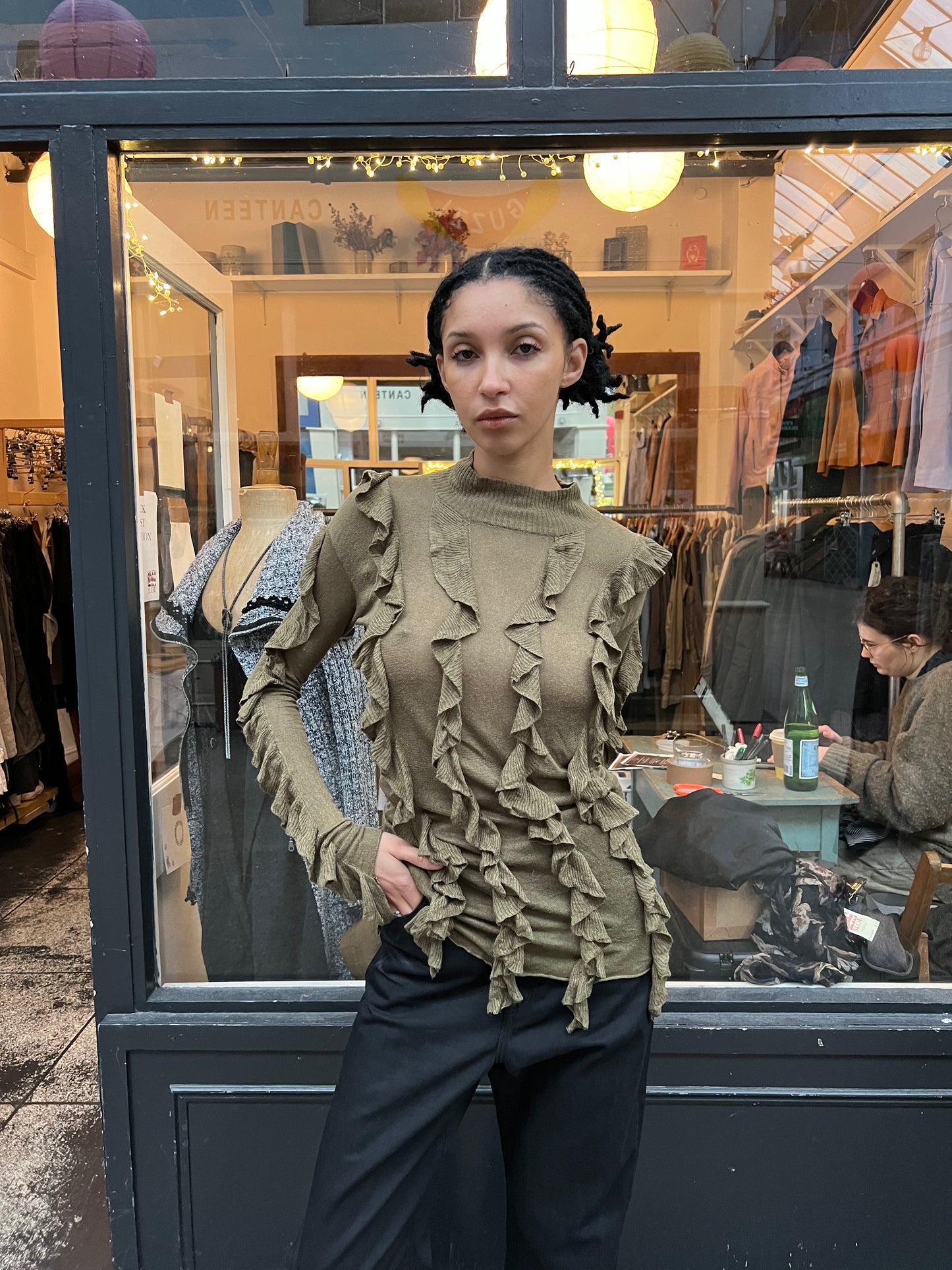 High neck textured jumper