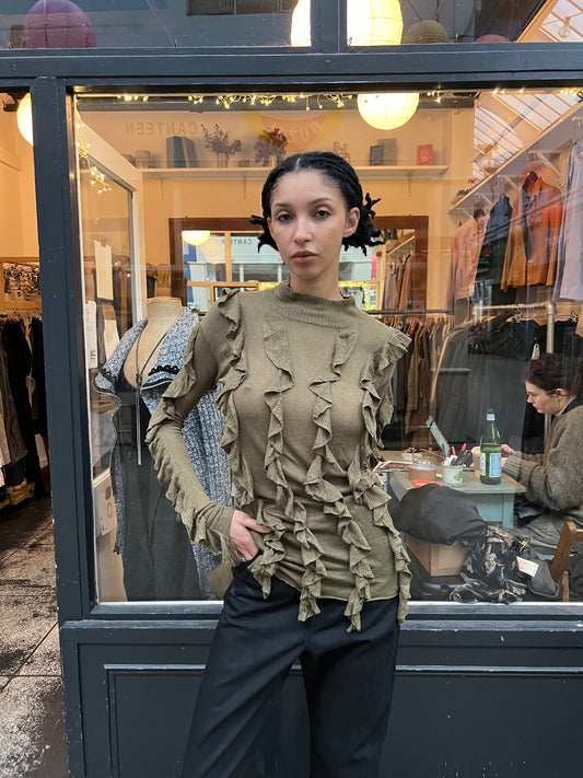 High neck textured jumper