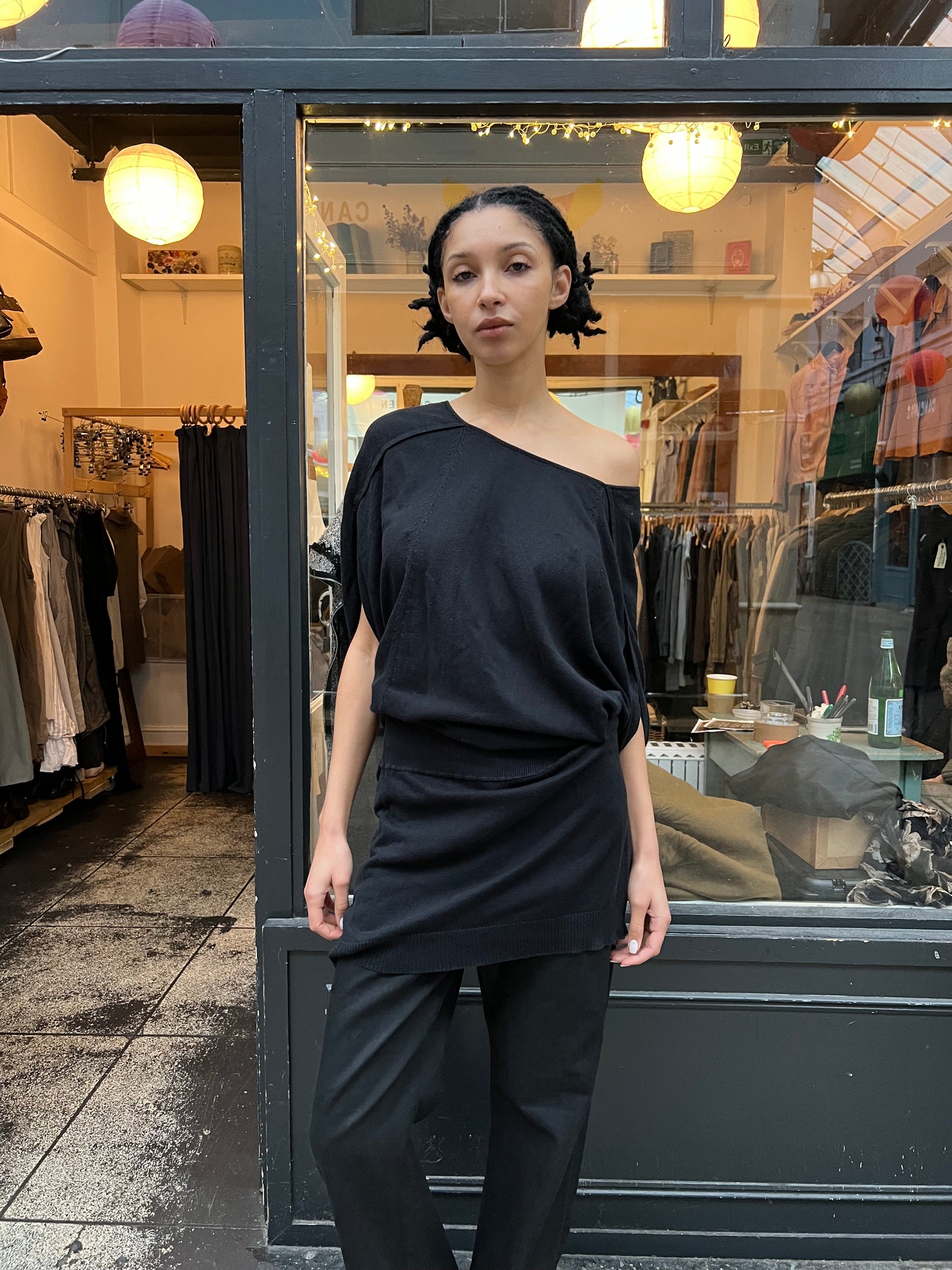 MISS SIXTY black cotton slouchy dress