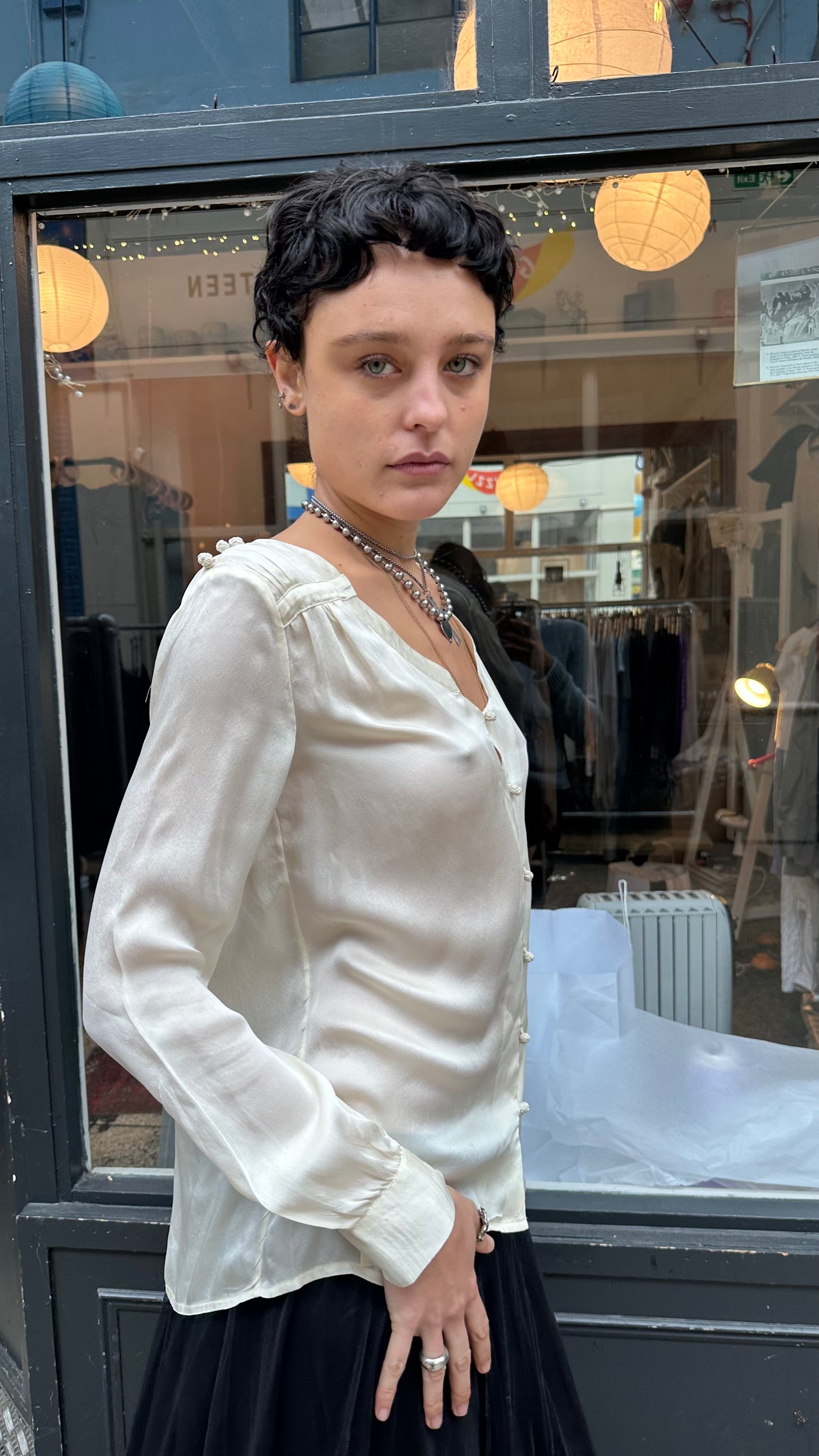 Cream silk blouse