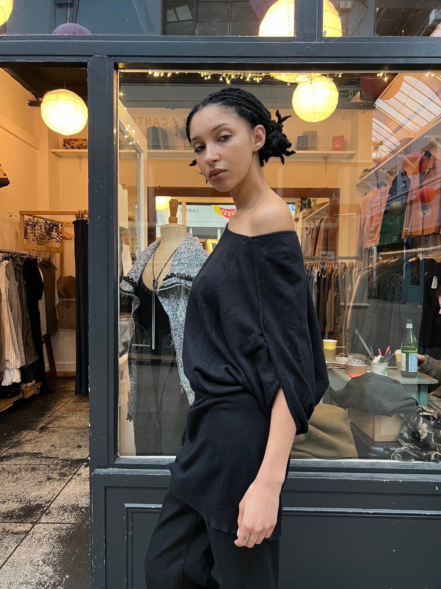 MISS SIXTY black cotton slouchy dress