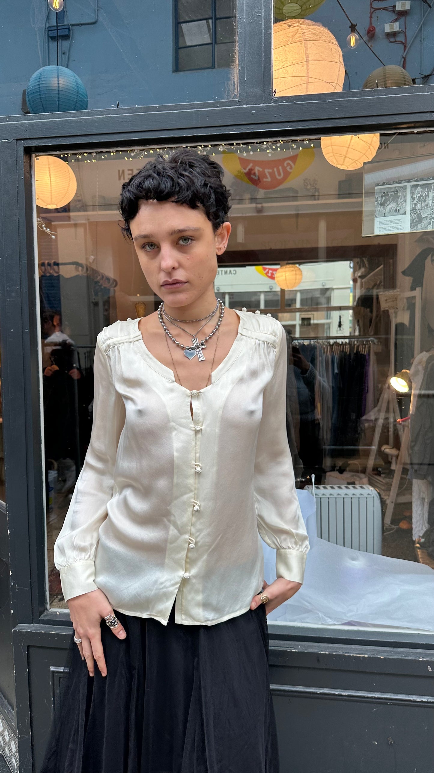 Cream silk blouse