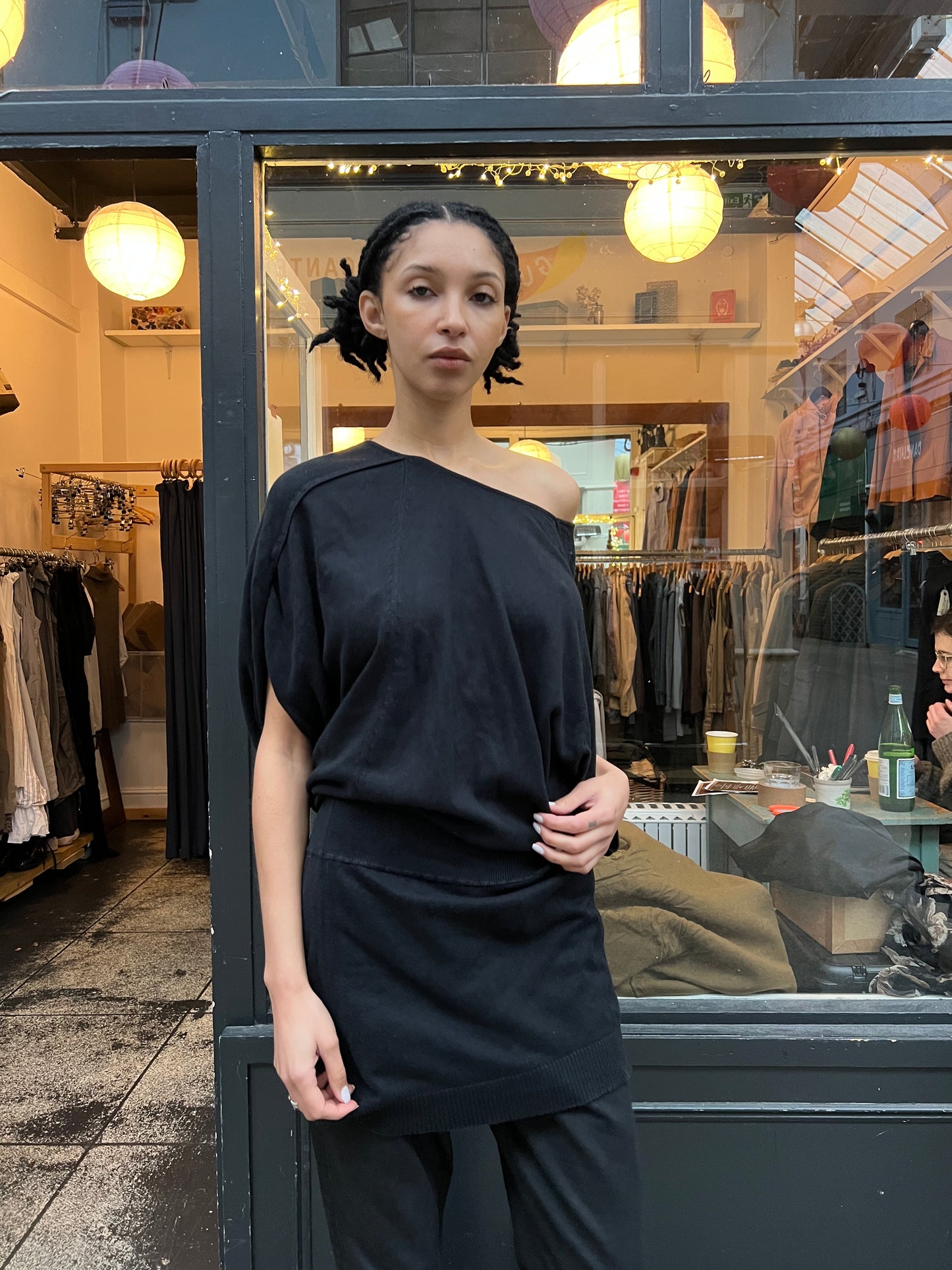 MISS SIXTY black cotton slouchy dress