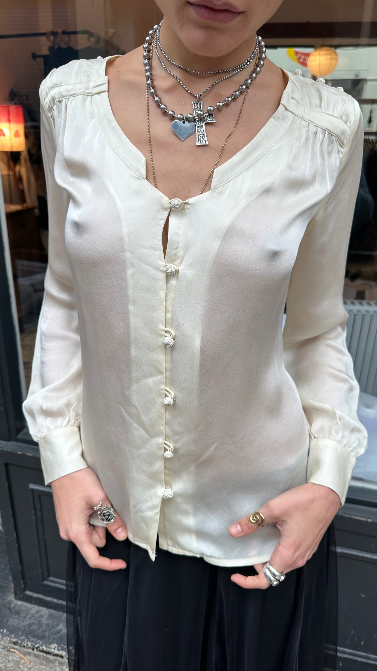 Cream silk blouse