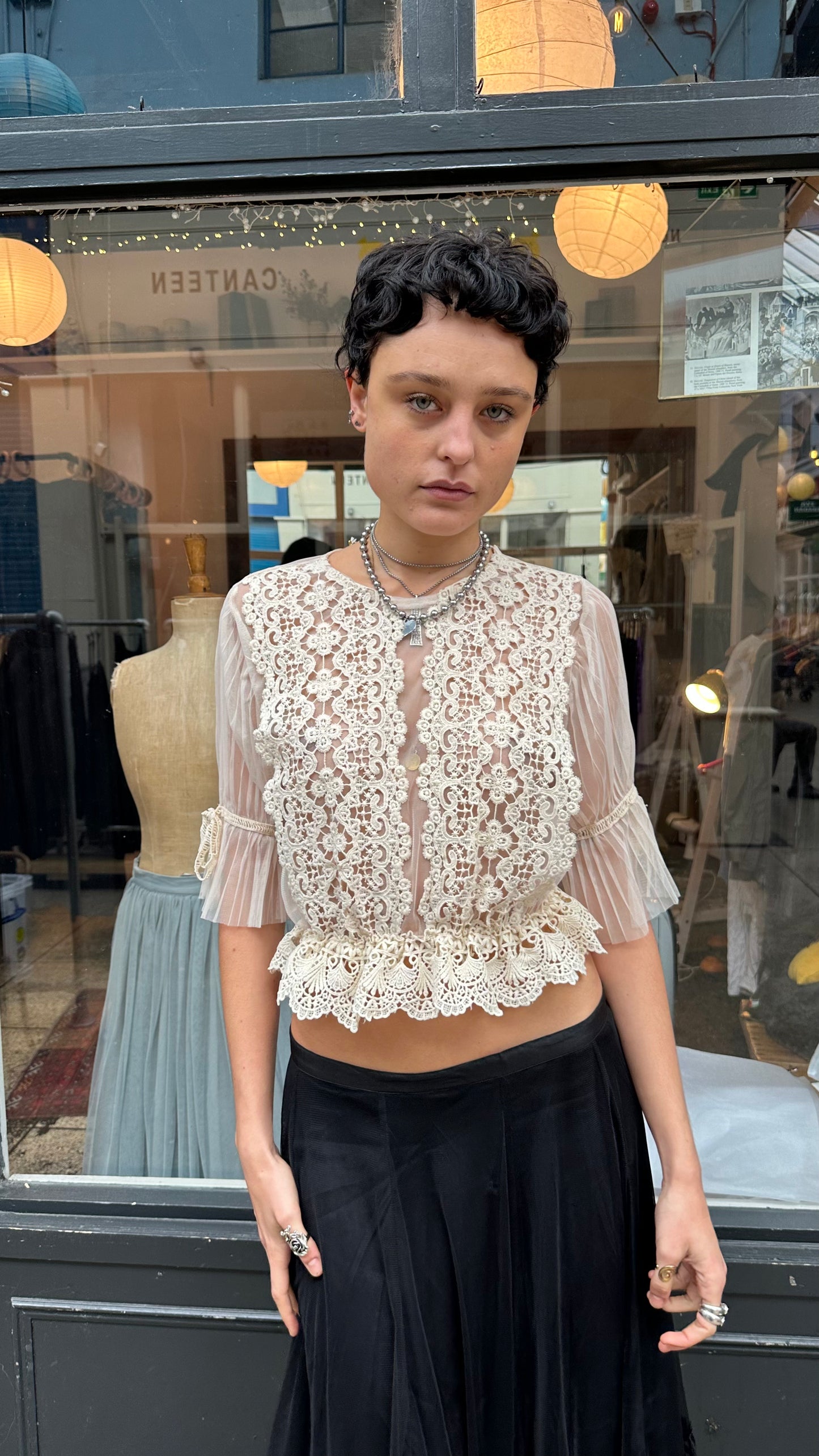 Cream lace top