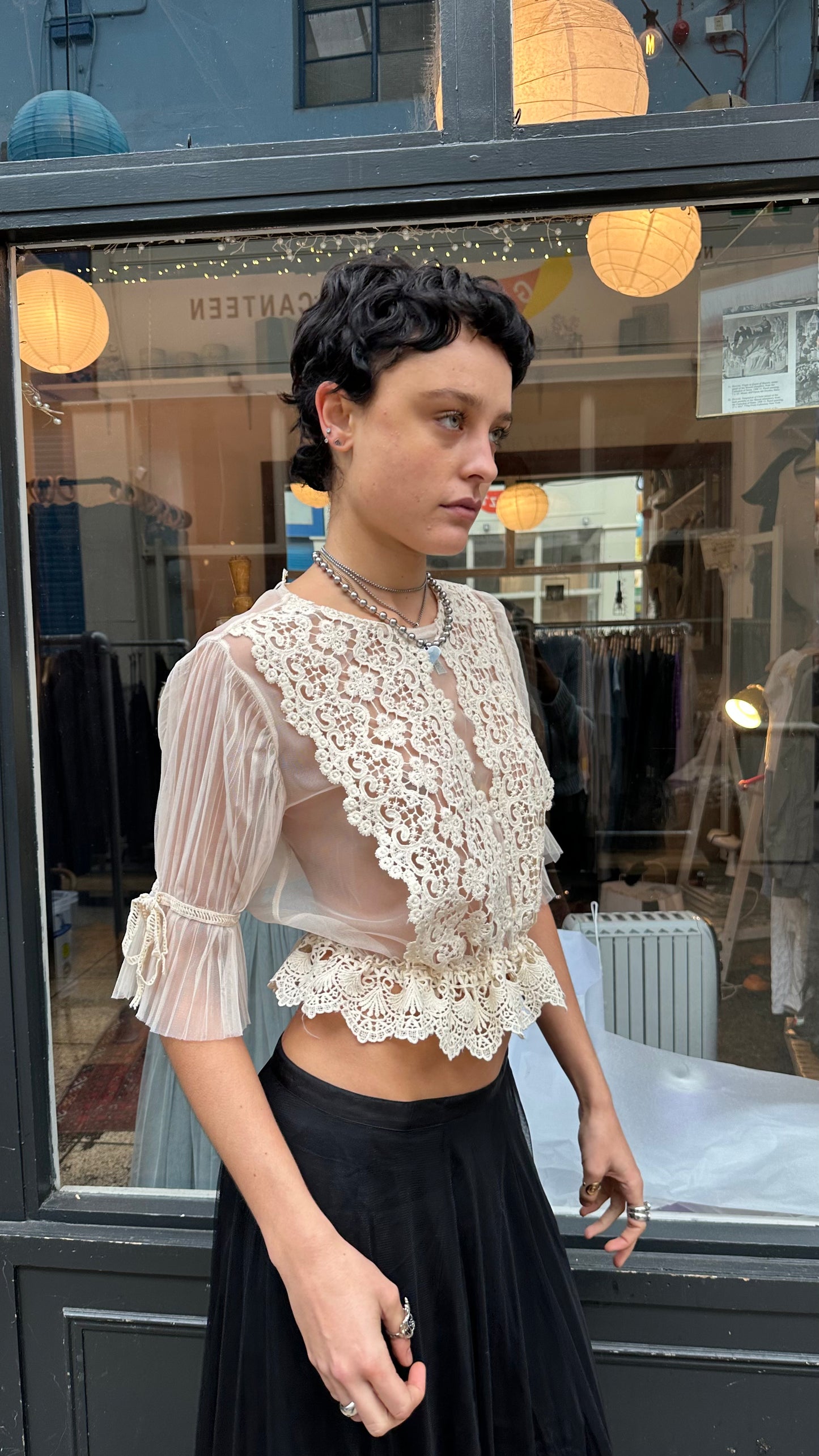 Cream lace top