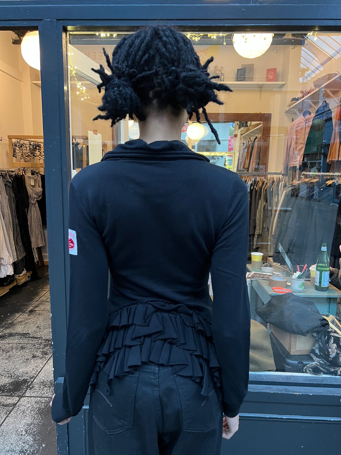 Cotton jacket with bustle