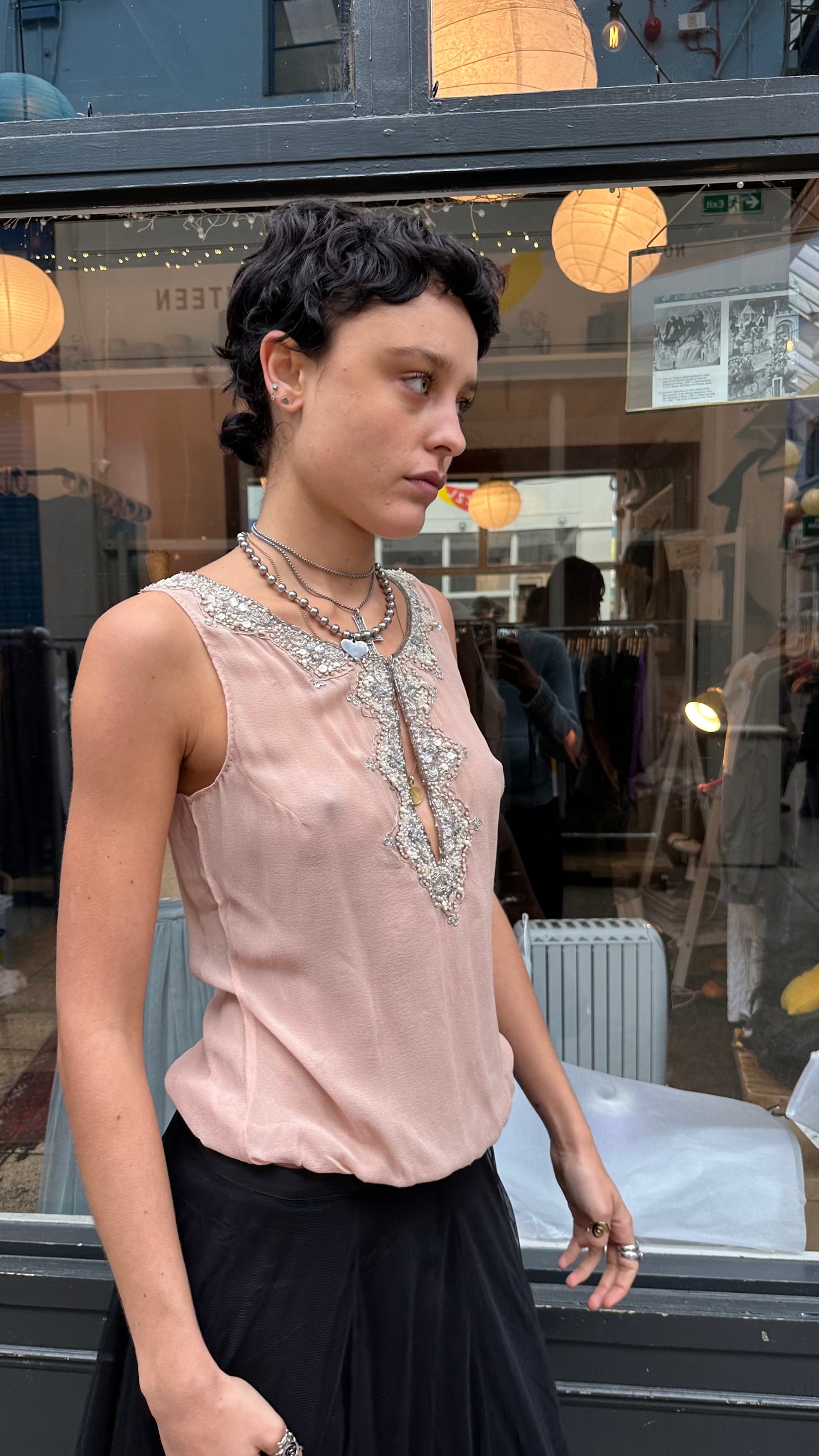 Pink silk blouse