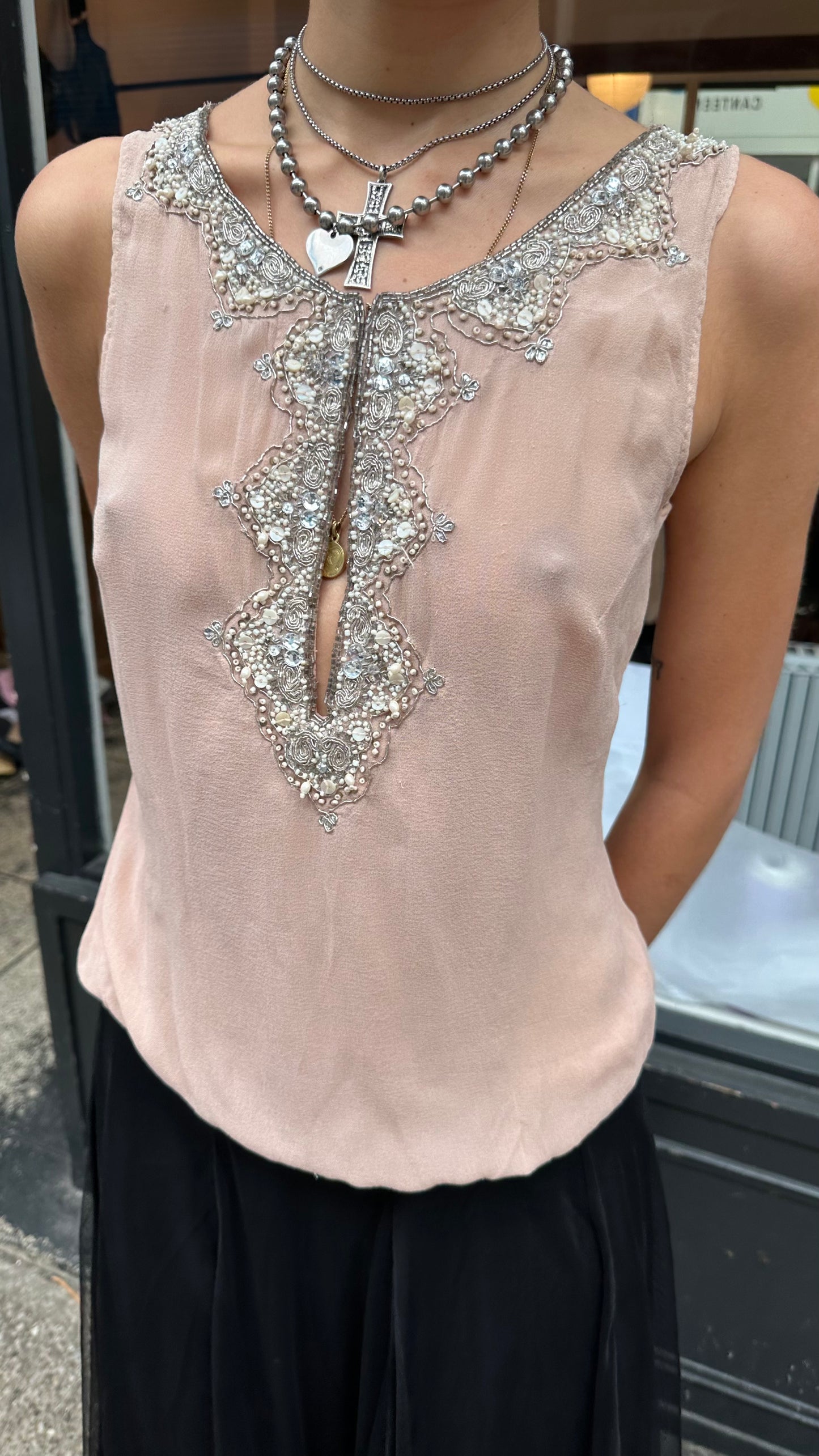 Pink silk blouse