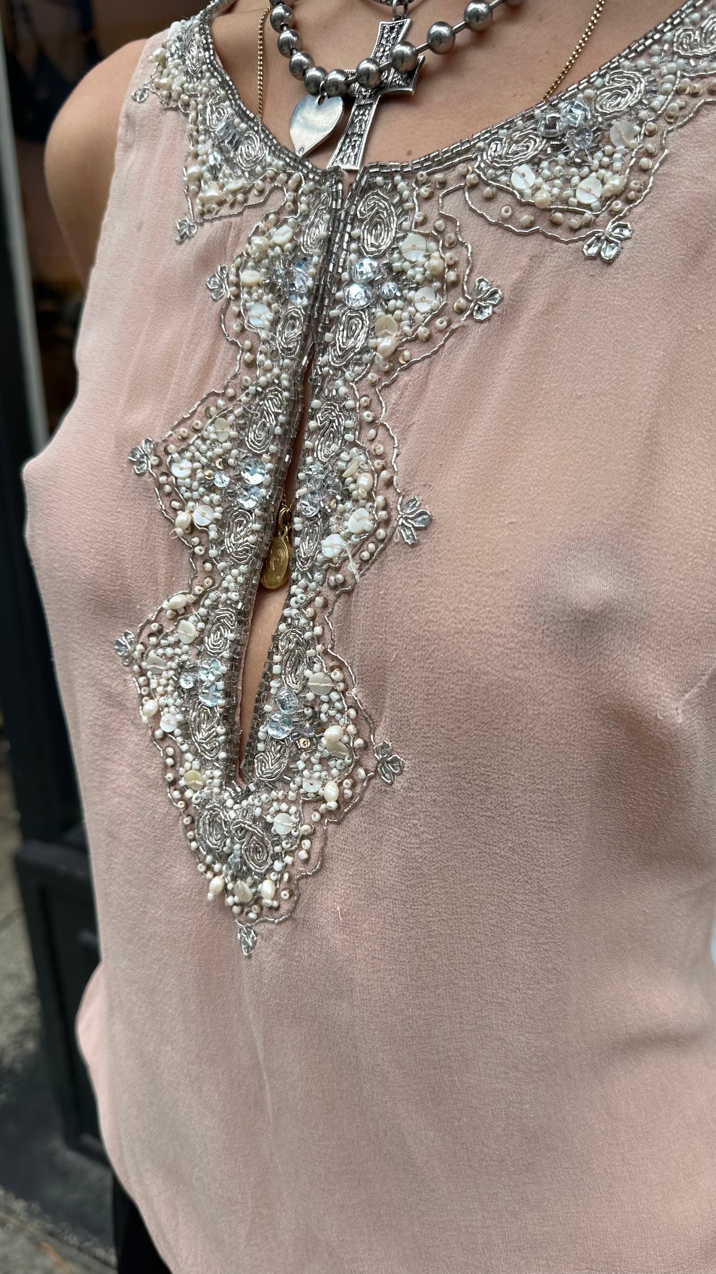 Pink silk blouse