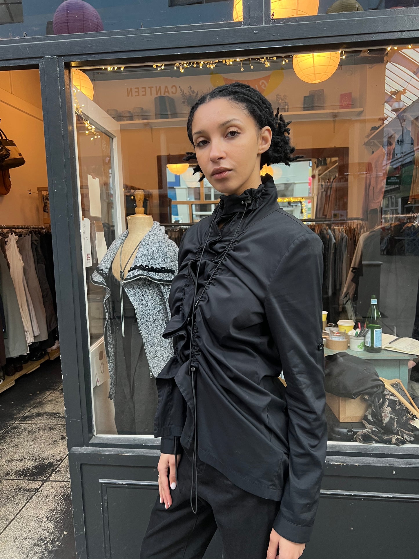Black drawcord jacket