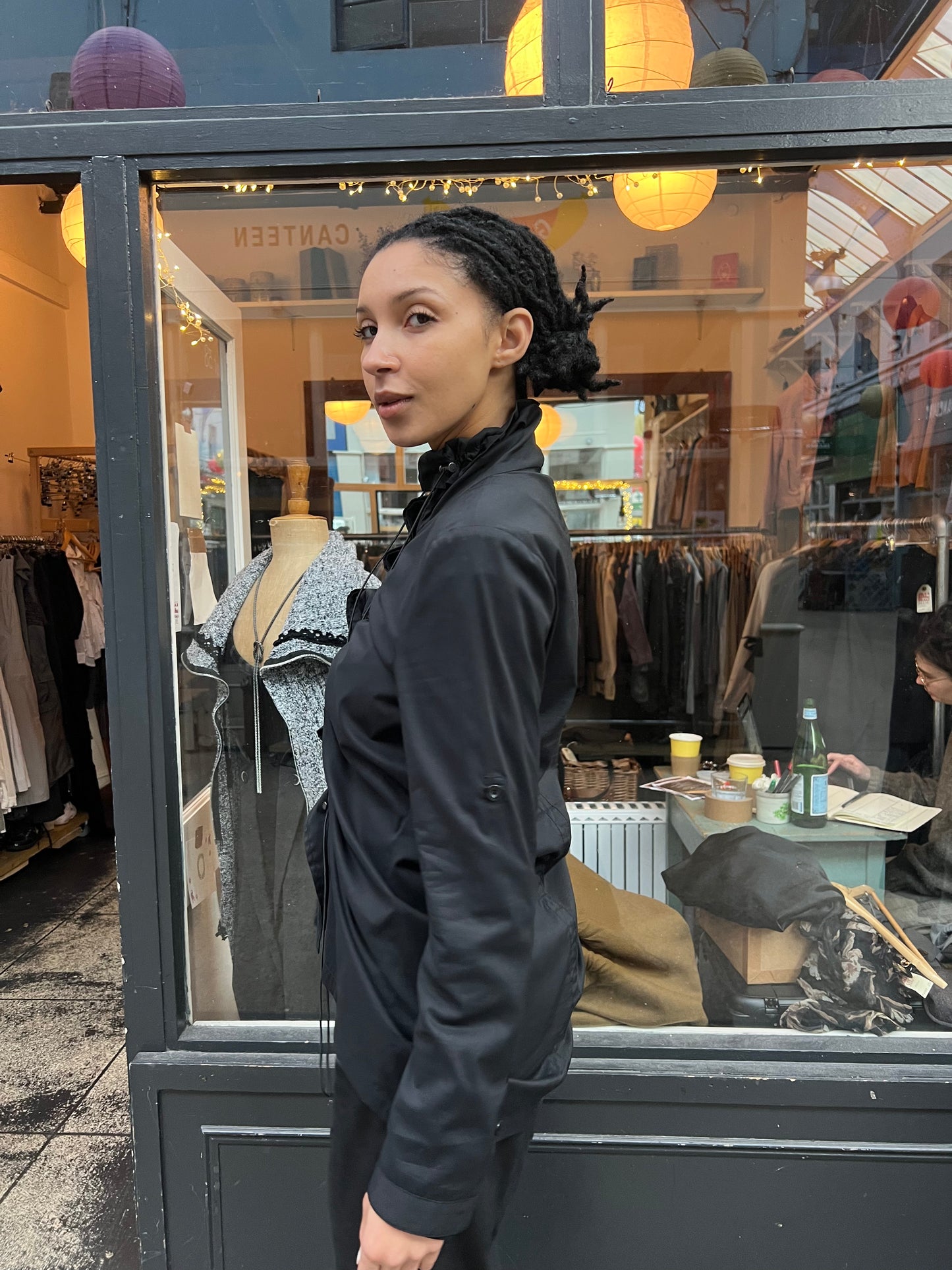 Black drawcord jacket
