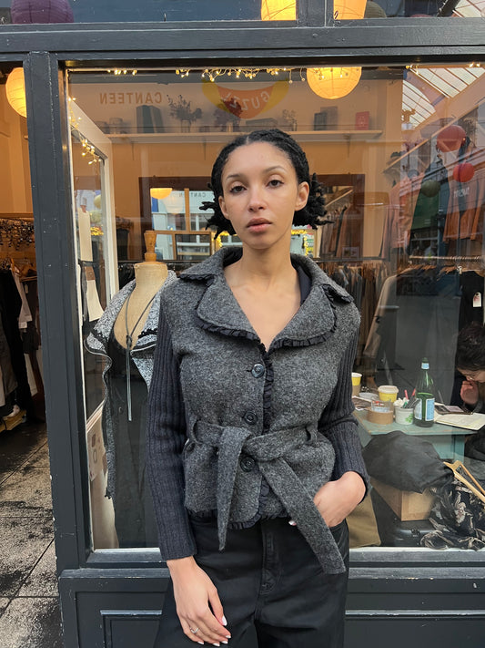 Knit Jacket with ribbing