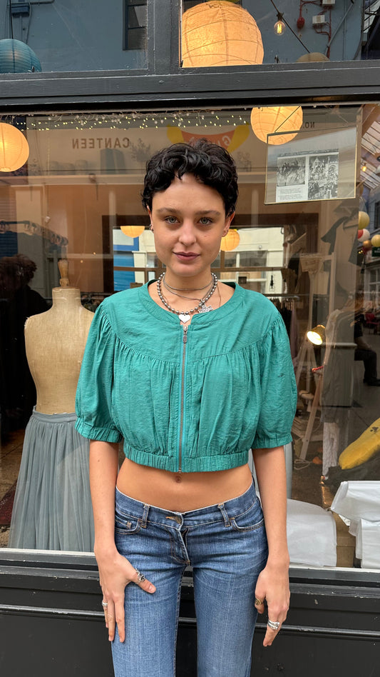 Turquoise cropped jacket