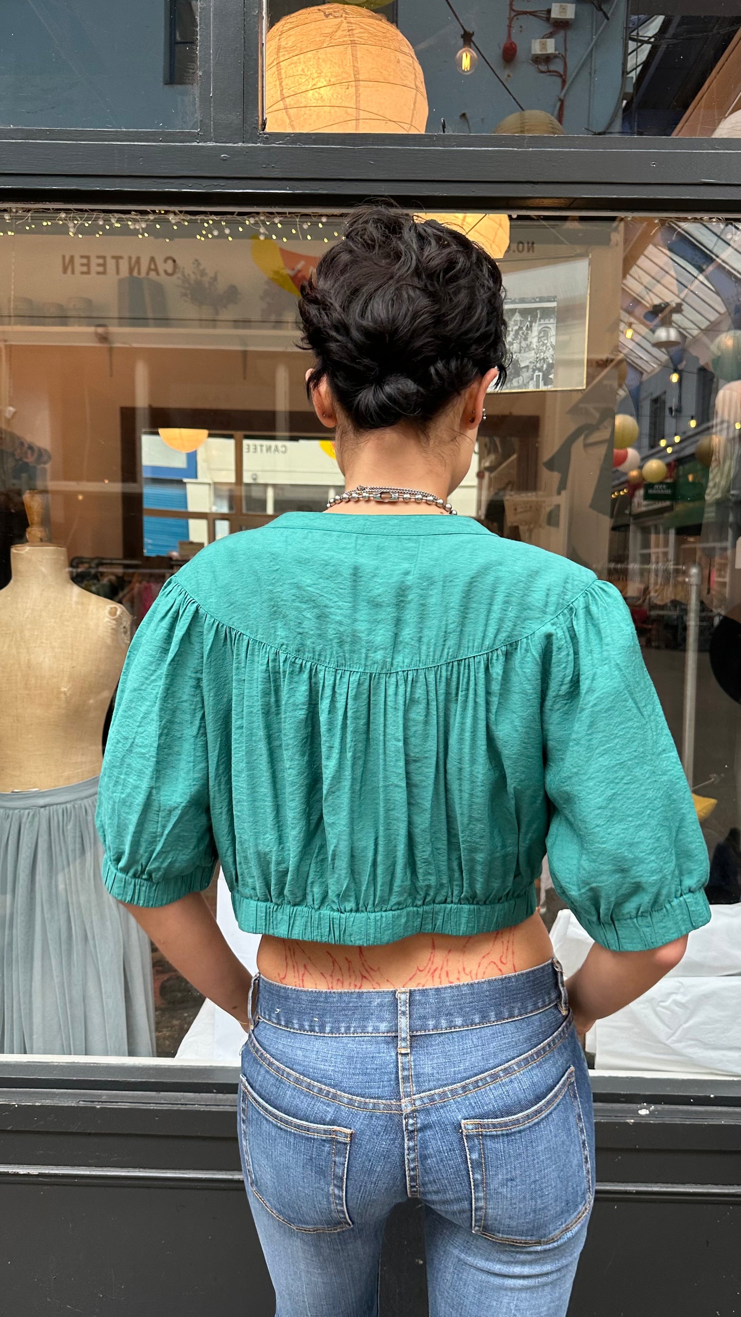 Turquoise cropped jacket