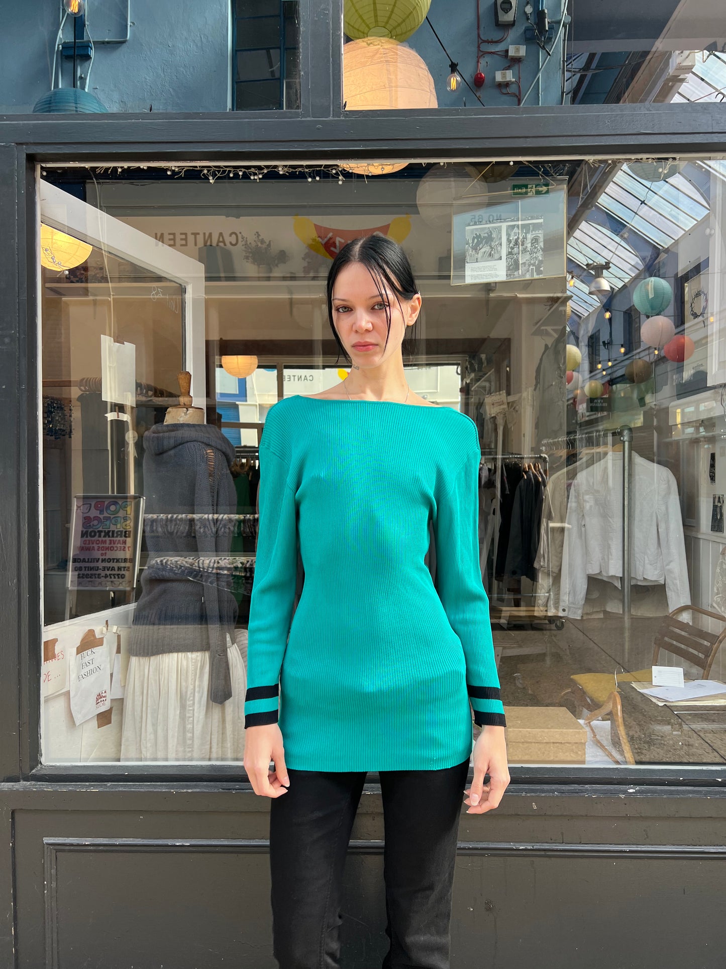 Turquoise scoop back jumper