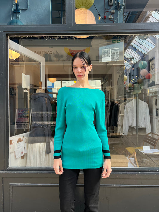 Turquoise scoop back jumper