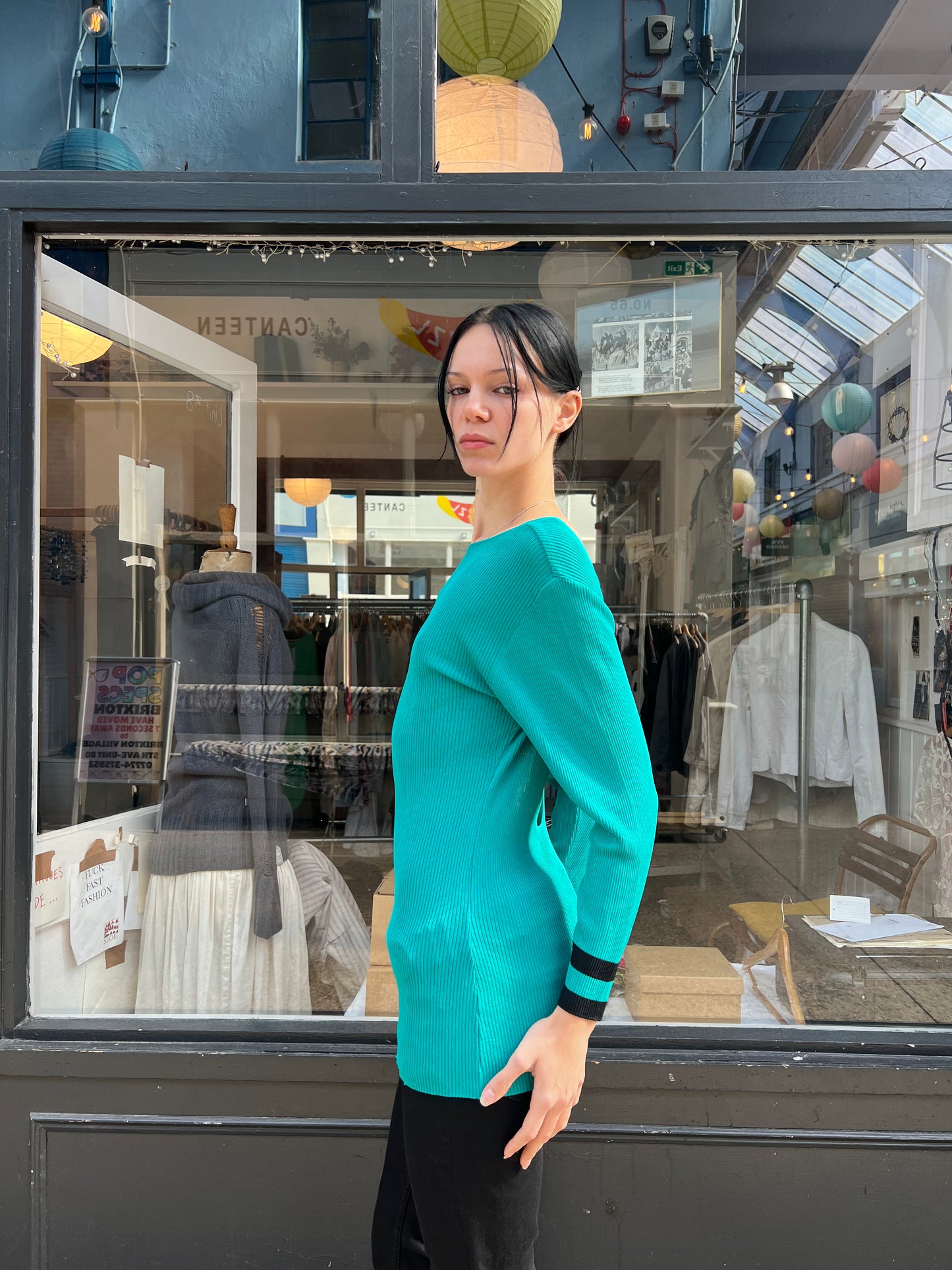 Turquoise scoop back jumper