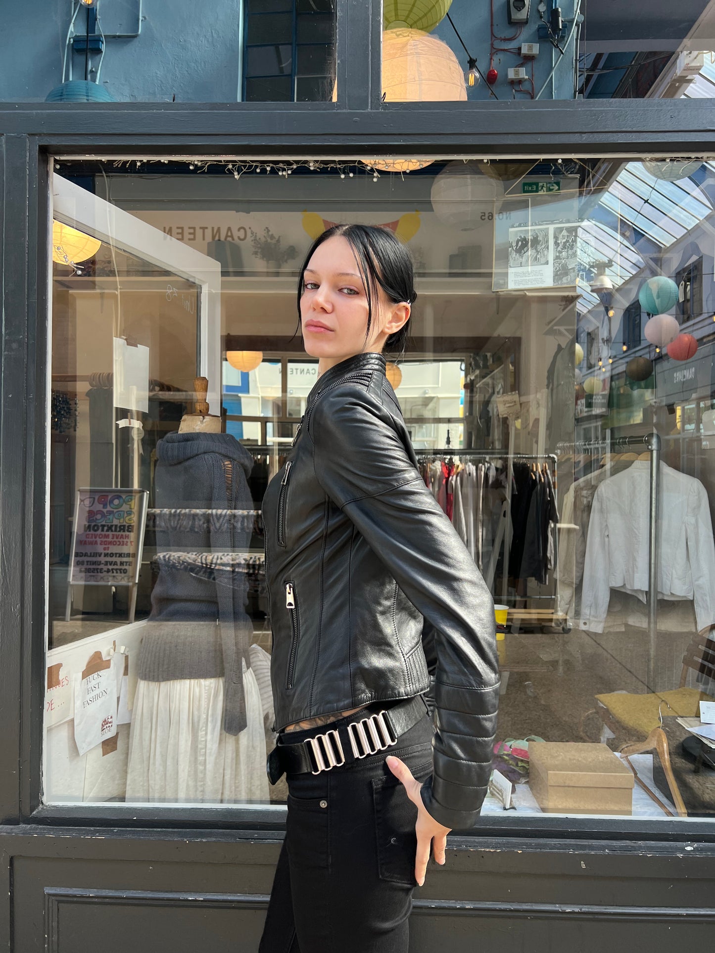 Black leather jacket