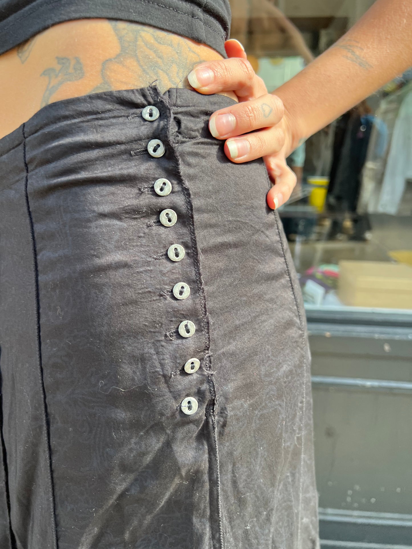 ikks black cotton maxi skirt