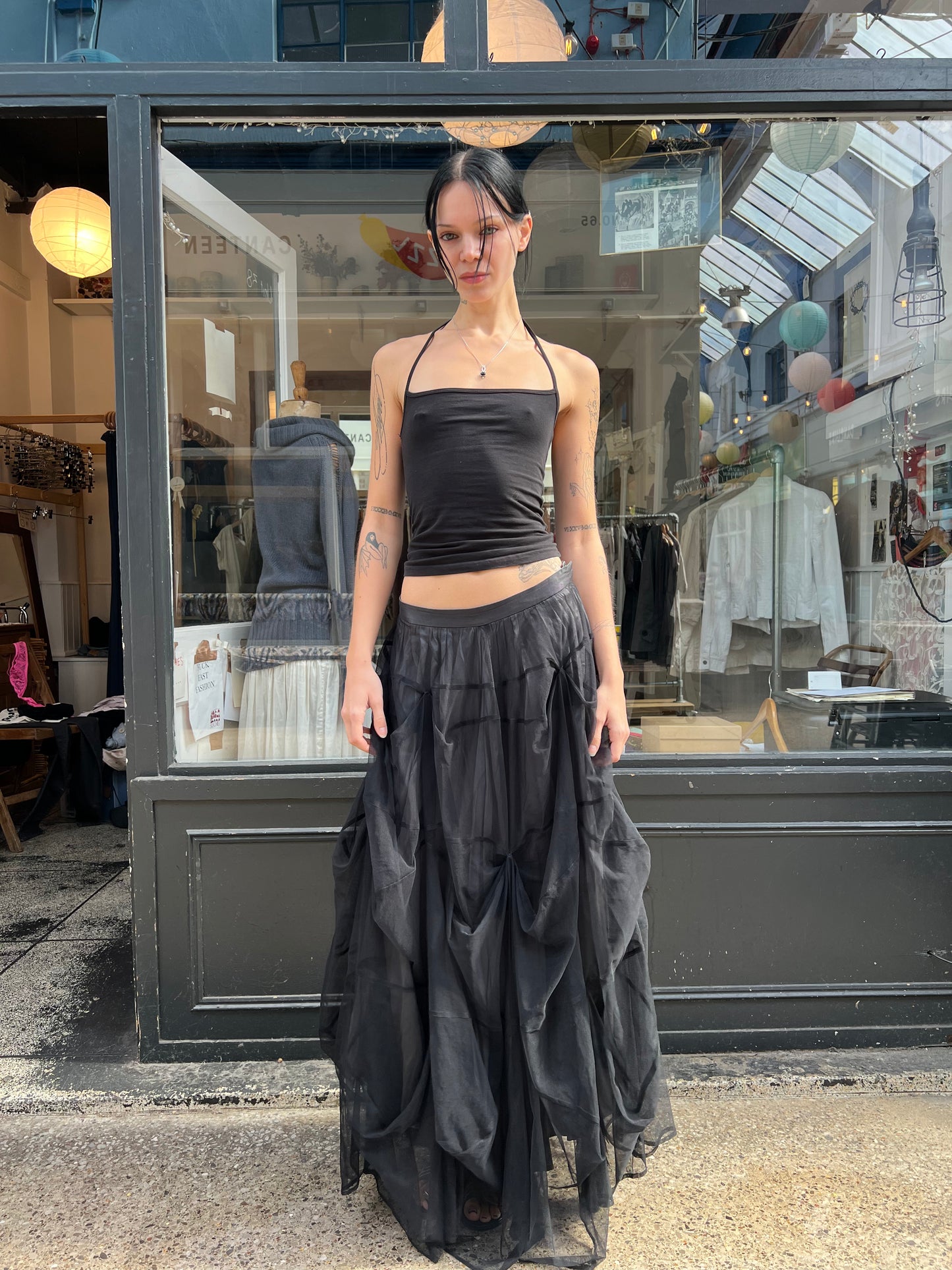Black net maxi skirt