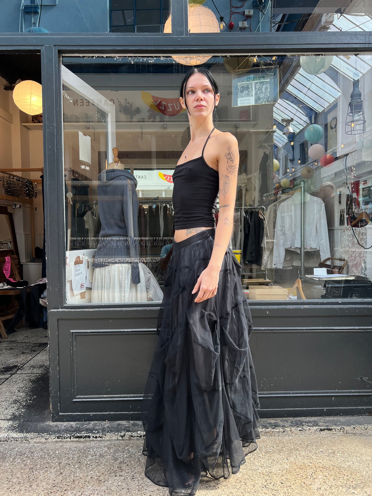Black net maxi skirt