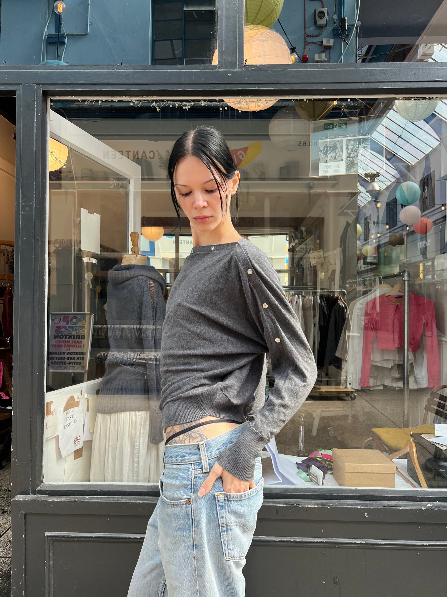 All saints grey slouchy knit