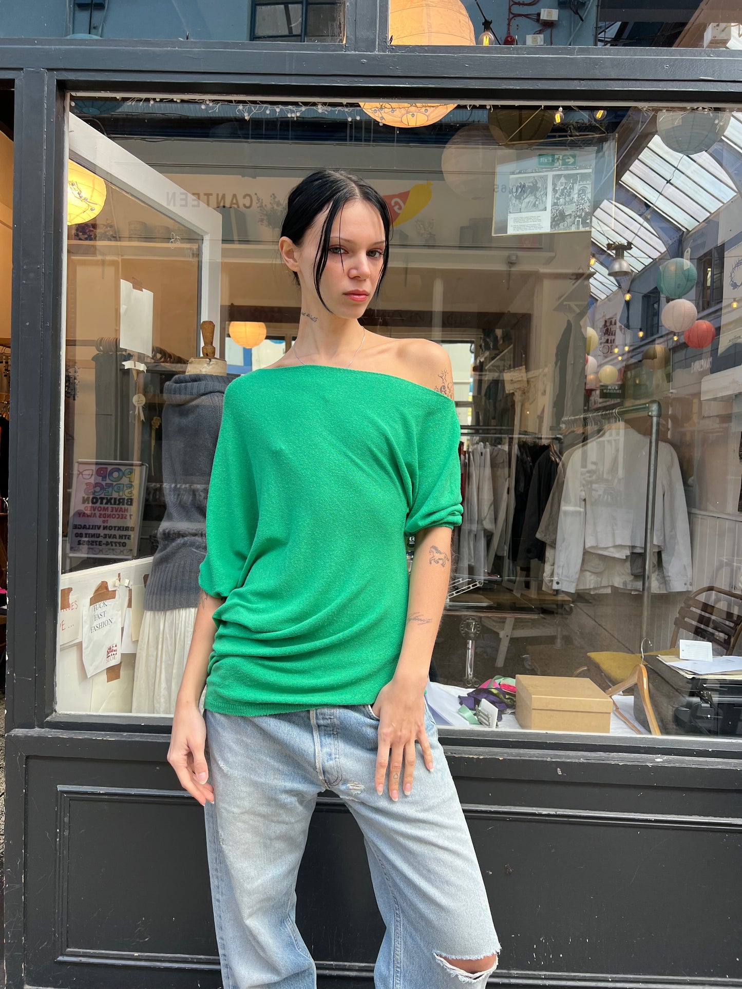 Green slouchy top