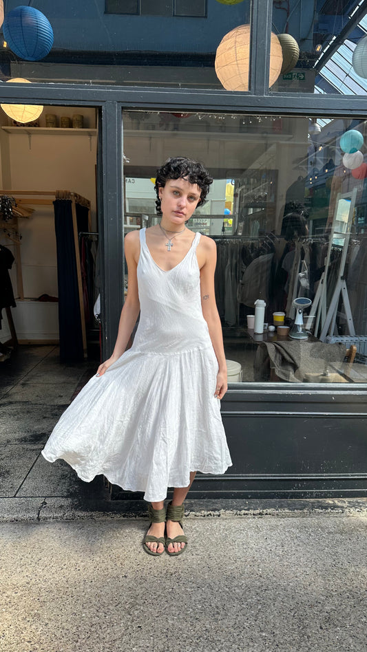 White drop waist dress