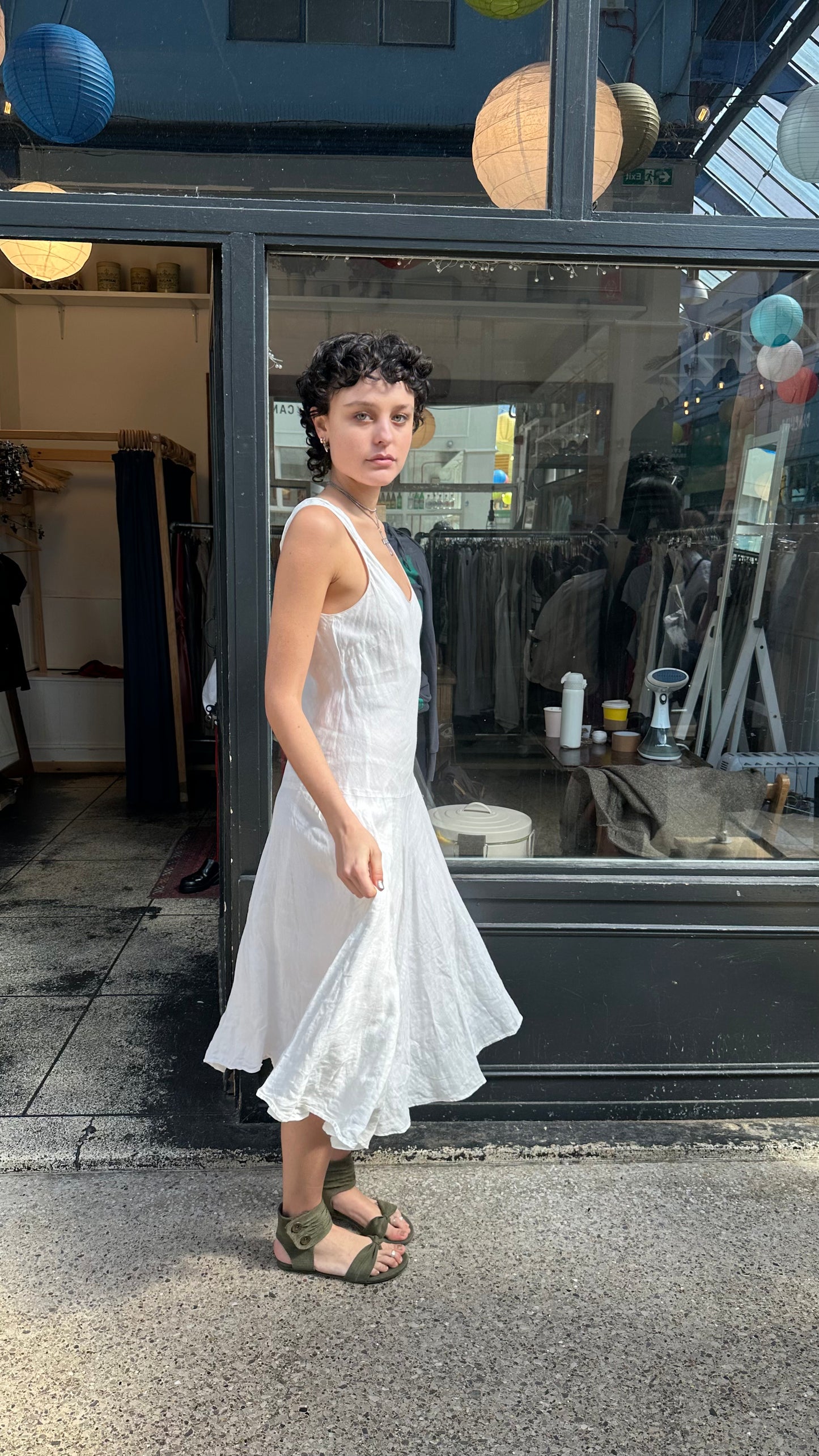 White drop waist dress