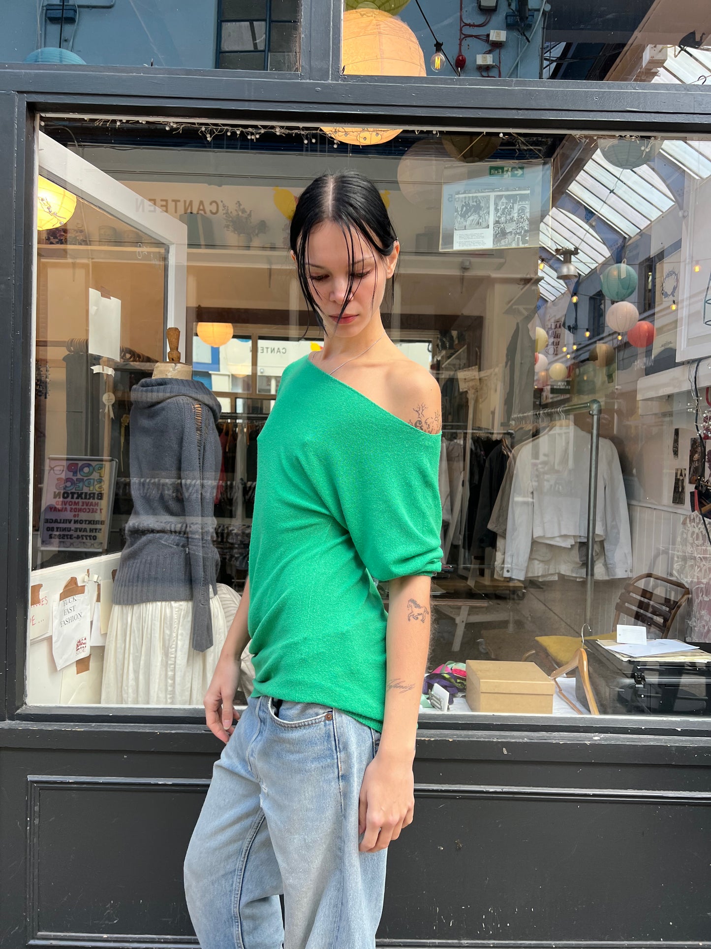 Green slouchy top