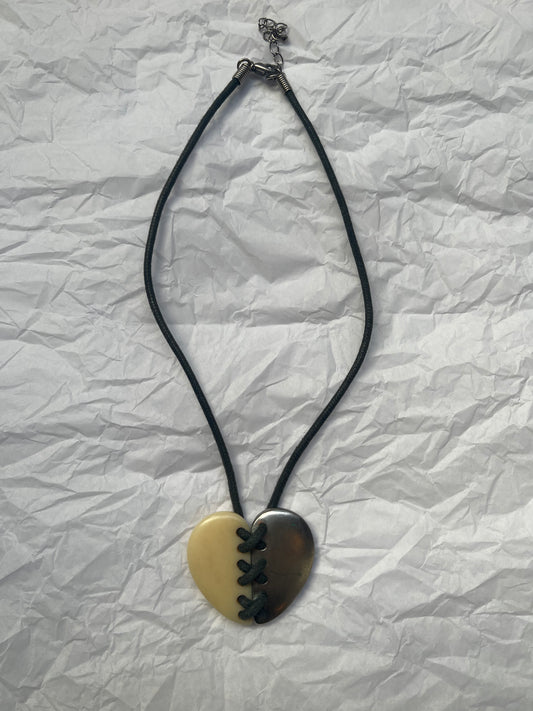 Lace Up Heart Necklace Leather Cord