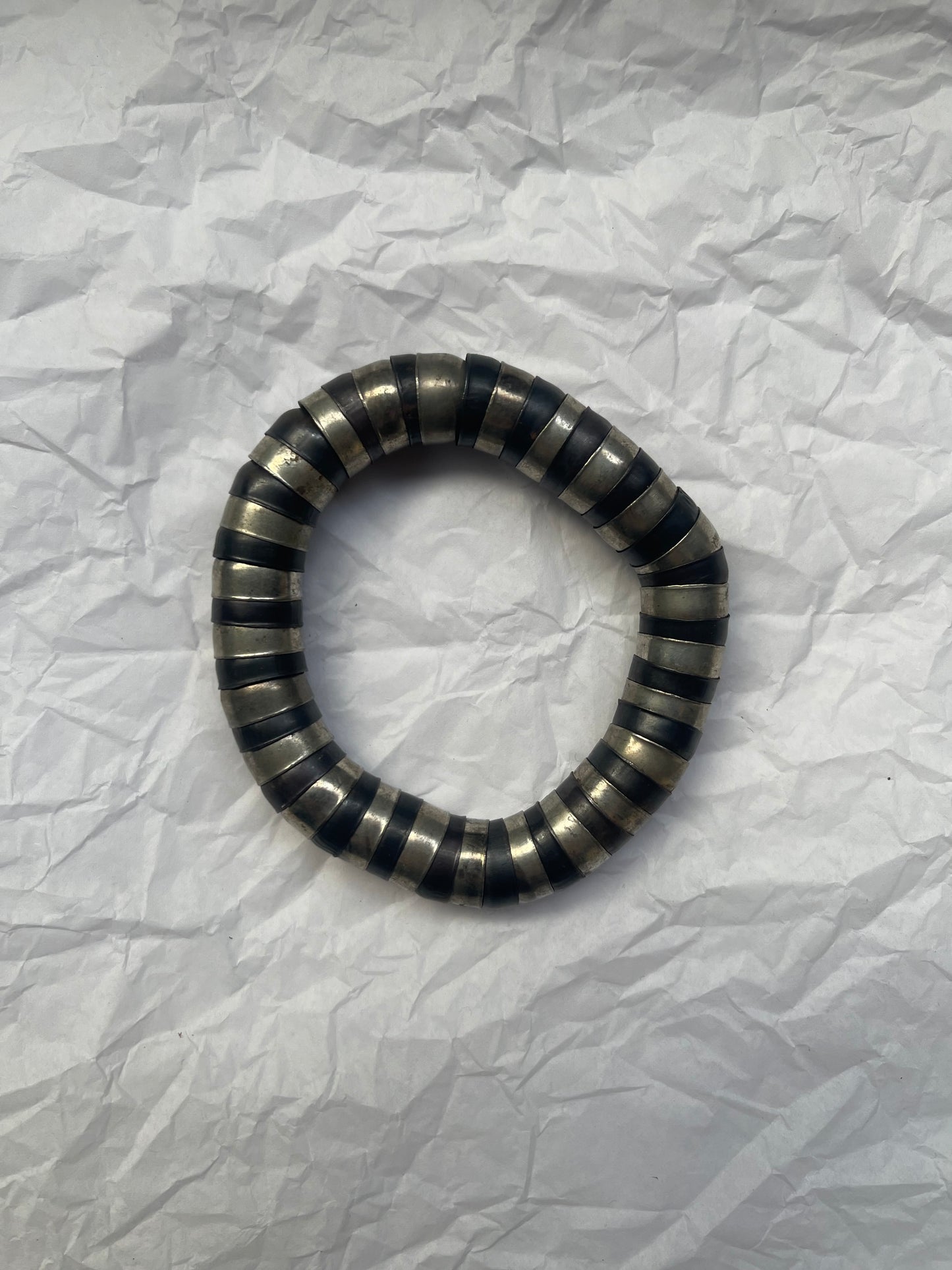 Flexible SIlver and Gunmetal Bracelet