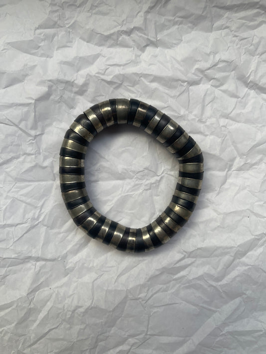 Flexible SIlver and Gunmetal Bracelet