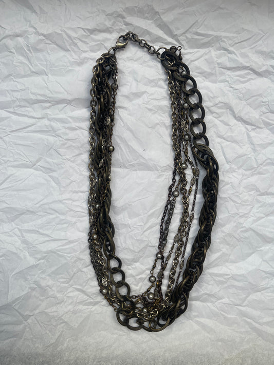 Gunmetal Multiple Chain Necklace